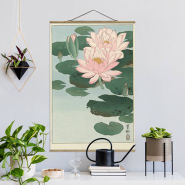 Tableau en tissu avec porte-affiche - Ohara Shôson - Water Lilies