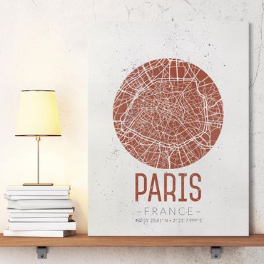 Impression sur toile - City Map Paris - Retro