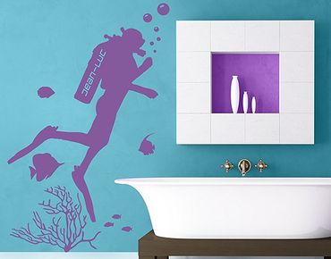 Sticker mural - Wall Decal no.RS123 Customised text Aquanaut