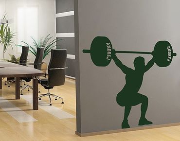 Sticker mural pour enfants - No.RS139 Customised text Weight Lifting
