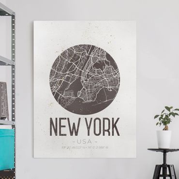 Impression sur toile - New York City Map - Retro