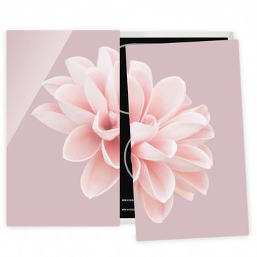 Cache plaques de cuisson en verre - Dahlia Flower Lavender Pink White