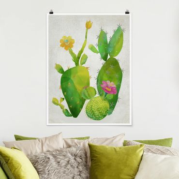 Poster fleurs - Cactus Family In Pink And Yellow