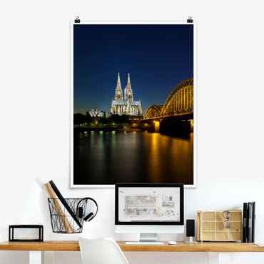 Poster architecture & skyline - Cologne At Night