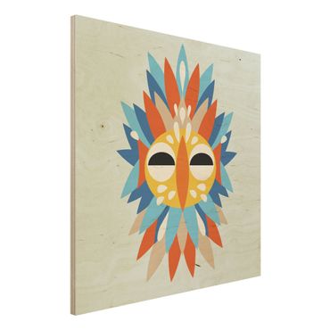 Impression sur bois - Collage Ethnic Mask - Parrot