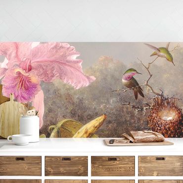 Revêtement mural cuisine - Martin Johnson Heade - Orchid And Three Hummingbirds