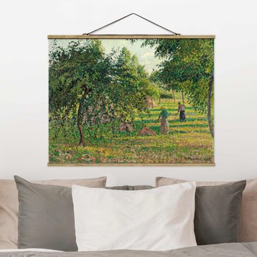 Tableau en tissu avec porte-affiche - Camille Pissarro - Apple Trees And Tedders, Eragny