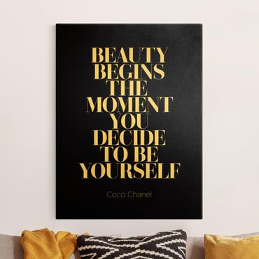 Tableau sur toile or - Be yourself Coco Chanel Black