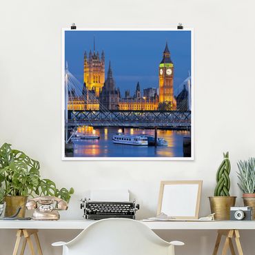 Poster - Big Ben And Westminster Palace In London At Night