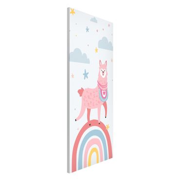 Tableau magnétique - Lama On Rainbow With Stars And Dots