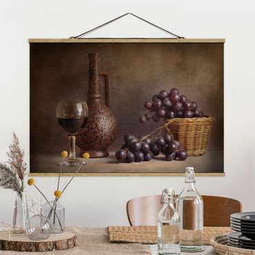 Tableau en tissu avec porte-affiche - Still Life With Grapes