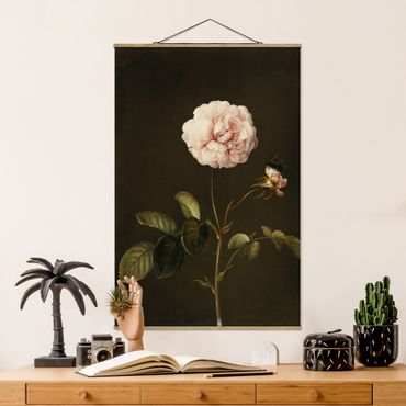 Tableau en tissu avec porte-affiche - Barbara Regina Dietzsch - French Rose With Bumblbee