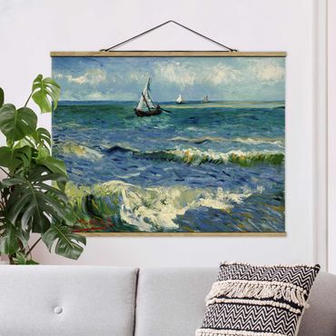 Tableau en tissu avec porte-affiche - Vincent Van Gogh - Seascape Near Les Saintes-Maries-De-La-Mer