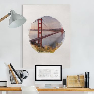 Tableau sur toile - WaterColours - Golden Gate Bridge In San Francisco