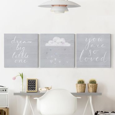 Impression sur toile - Cloud With Sayings Gray Set I