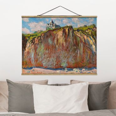 Tableau en tissu avec porte-affiche - Claude Monet - The Church Of Varengeville In The Morning Light