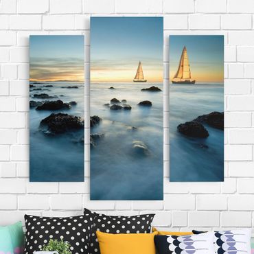 Impression sur toile 3 parties - Sailboats On the Ocean