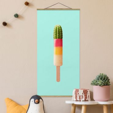 Tableau en tissu avec porte-affiche - Popsicle With Cactus