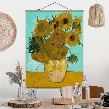 Tableau en tissu avec porte-affiche - Vincent van Gogh - Sunflowers