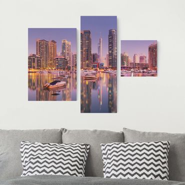 Impression sur toile 3 parties - Dubai Skyline And Marina