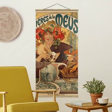 Tableau en tissu avec porte-affiche - Alfons Mucha - Poster For La Meuse Beer