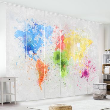 Set de panneaux coulissants - Colourful Splodges World Map