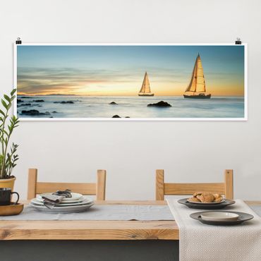 Poster panoramique plage - Sailboats On the Ocean