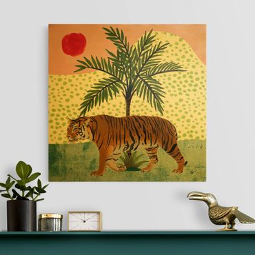 Tableau sur toile or - Strolling Tiger At Dawn