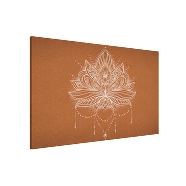 Tableau magnétique - Boho Lotus Flower White Cork Look