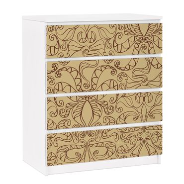 Papier adhésif pour meuble IKEA - Malm commode 4x tiroirs - Spiritual Pattern Beige