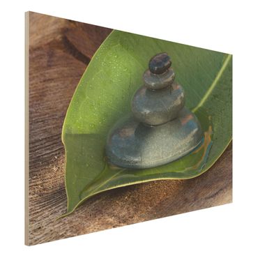 Impression sur bois - Stone Tower On Green Leaf