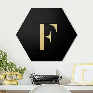 Hexagone en alu Dibond - Letter Serif Black F