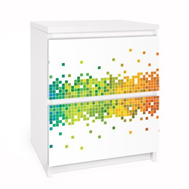Papier adhésif pour meuble IKEA - Malm commode 2x tiroirs - Pixel Rainbow
