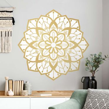 Sticker mural - Mandala Flower Pattern Gold White