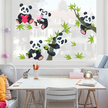 Sticker pour vitres enfants - Panda Bear Set Heart