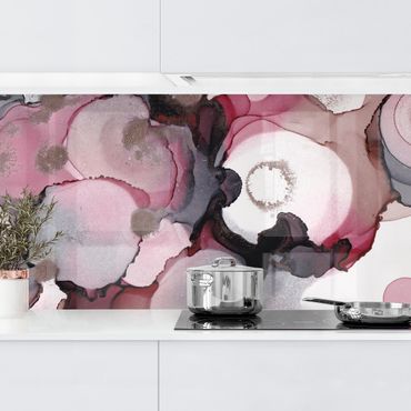 Revêtement mural cuisine - Pink Beige Drops With Pink Gold
