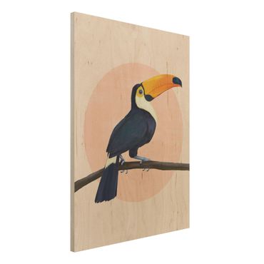 Impression sur bois - Illustration Bird Toucan Painting Pastel