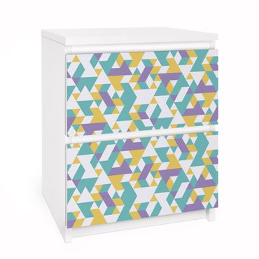 Papier adhésif pour meuble IKEA - Malm commode 2x tiroirs - No.RY33 Lilac Triangles