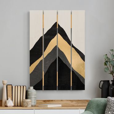 Impression sur bois - Golden Mountain Black White