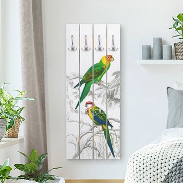 Porte-manteau - Vintage Wall Chart Two Parrots Green Red
