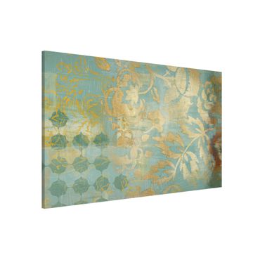 Tableau magnétique - Moroccan Collage In Gold And Turquoise II
