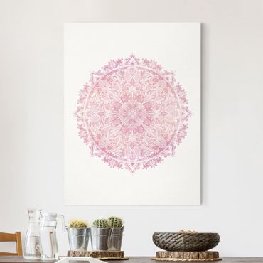 Impression sur toile - Mandala WaterColours Rose Ornament Light Pink