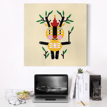 Impression sur toile - Collage Ethno Monster - Deer