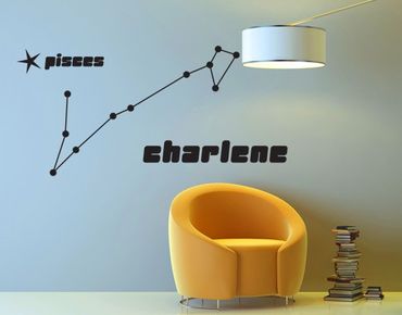 Sticker mural - No.UL815 Customised text Constellation Pisces