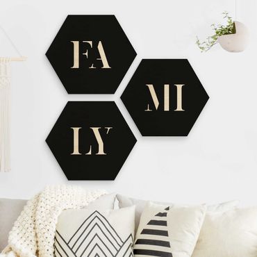 Hexagone en bois - Letters FAMILY White Set I