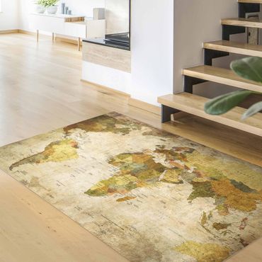 Vinyl Floor Mat - World Map - Landscape Format 3:2
