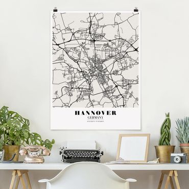Poster cartes de villes, pays & monde - Hannover City Map - Classic