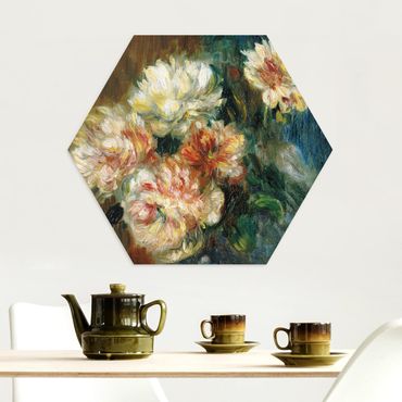 Hexagone en alu Dibond - Auguste Renoir - Vase of Peonies