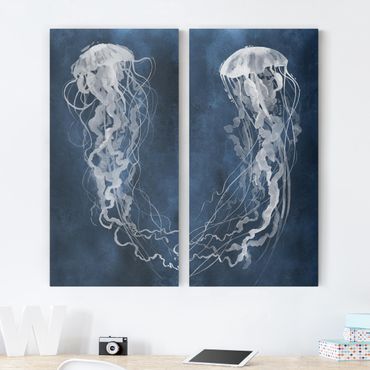 Impression sur toile - Jellyfish Dance Set I