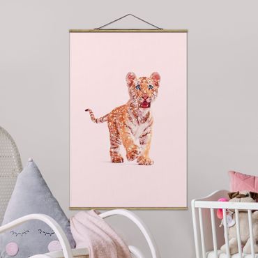 Tableau en tissu avec porte-affiche - Tiger With Glitter